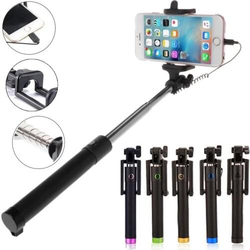 Monopod Selfie Stick For Apple iPhone 11 12 Pro Max Mini XS X XR 8 7 Plus SE 2020 Extendable Handheld Wired Selfiestick Sticks