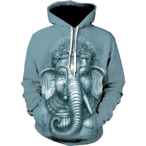 The New 3d Hoodies Dark green Elephant animal Hoodie Men Animal Hooded Casual pullover Print Unisex Funny Harajuku anime
