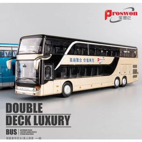 New Bus Toy Double Decker Bus Model Simulation Childrens Car Bus Alloy Bus Toy Sound And Light Pull Back Car Boy Collection Toy
