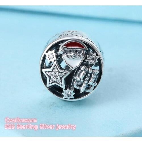 Winter Authentic 925 Sterling Silver Christmas Joy Charm, Mixed Enamel & Clear CZ Beads Fit Pandora Charms Bracelet Diy