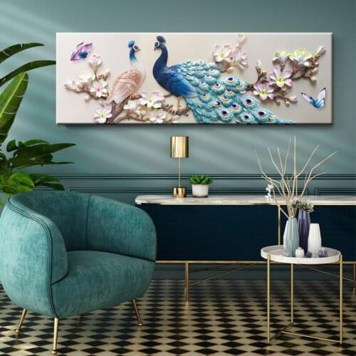 Peacock Poster Wall Art Canvas Painting Nordic Wall Pictures for Living Room Decor Mural Decoration Picture Art Print