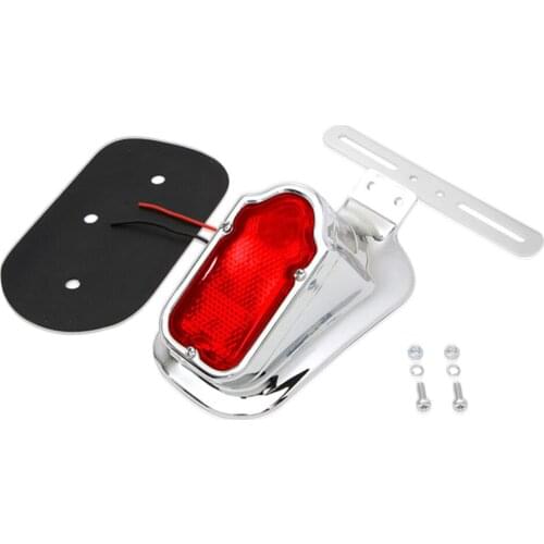 Plastic Motorcycle Chrome Red Tombstone Brake Tail Light Signal For