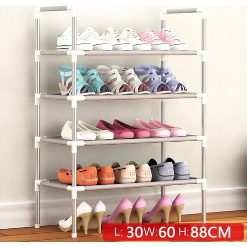 Simple Multi Layer Shoe Rack Nonwovens Easy Assemble Storage Shelf Metal Standing DIY Shoes Cabinet Living Room Furniture