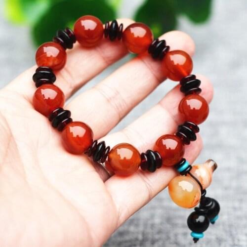 Drop Shipping Natural red Agate Bracelets Hand String Gourd Chalcedony Bracelet Bangles Gift for Men Womens Fine Jade Jewelry