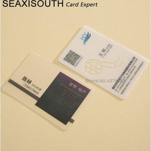 PVC Plastic Transparent Business Cards Fine Frosted Customized 0.38mm visting cards High Quality free shipping