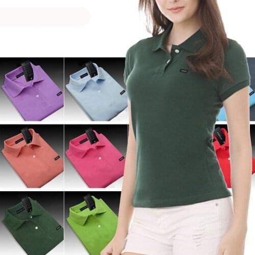 Fashion Brand Summer 100% Cotton Womens Polos Shirts Short Sleeve Casual Lapel Ladies Tops & Tees S-4XL Slim Female Clothing