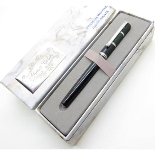 Wings Marble R270 Dark Green Pearlescent Black Lacquer Roller Pen | İsme Special Pen | Gift Pen