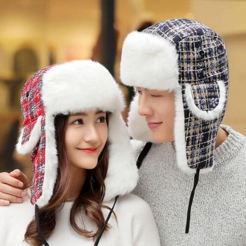 Outdoor Wind Prevent Riding Bomber Hat For Women Men Earflap Hat Cap Northeast Warm Trapper Hat Korean Version Cute Russian Hat