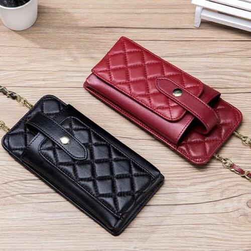 Womens Diagonal Cross Leather Sheepskin Bags 2021 New Small Mobile Phone Bag Mini Genuine Leather Brand Rhombus Shoulder Bag