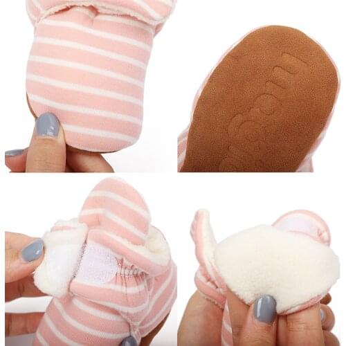 Baby Cozy Booties Classic Striped Indoor Slippers Socks with Non-Skid Gripper Toddle First Walkers