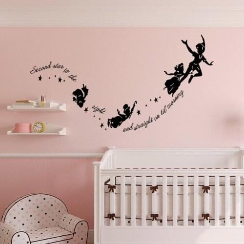 Peter Pan and Wendy vinyl wall decal quote home decor living room diy removable art mural wall stickers