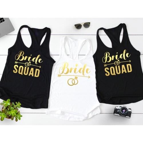 Womens Racerback Bridal Shower Wedding Gift Shirt Bride and Bride Squad Diamond Ring Arrow Bachelorette Party Tank Tops Vintage