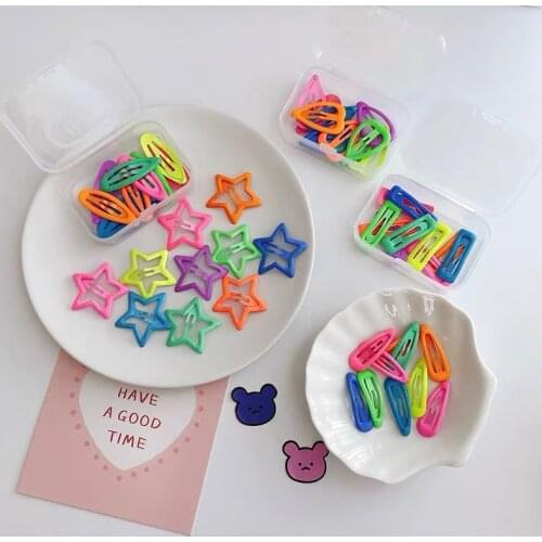 10Pcs/Set Boxed Cute BB Clips Cartoon Heart Type Metal Candy Color Baby Girls Hairpins Hair Clip Kids Headwear Accessories
