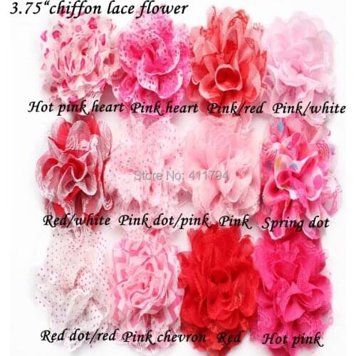10 pcs/ lot , 3.75'' chiffon lace flowers girls lace headband