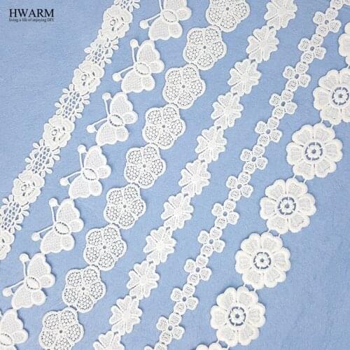 10yard white lace fabric ribbon trim wedding decoration for home cloth DIY milk silk water-soluble embroidery lace bar code spot