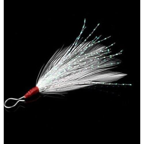 20 pieces Plastic Wooden Soft Metal Fishing Lure Feather Spoon Bait Fishing Accessories Tackle for treble hook