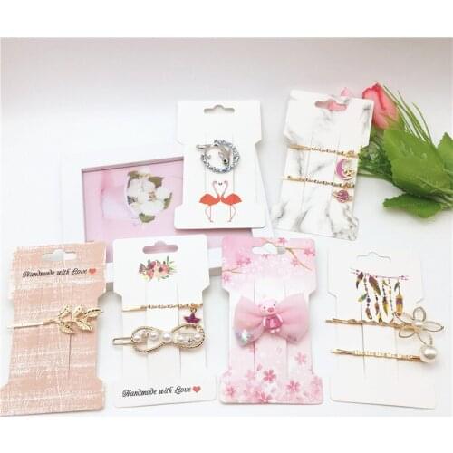 200Pcs/Lot Creative Upscale Hairpin Display Paper Cards For Lady Jewelry Packaging Fixed Hair Clip Holder Tags Cards Accessory