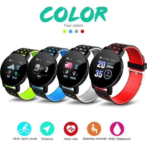2021 119 Plus Smart Watch Men Women Blood Pressure Waterproof Sport Round Smartwatch Smart Clock Fitness Tracker For Android IOS