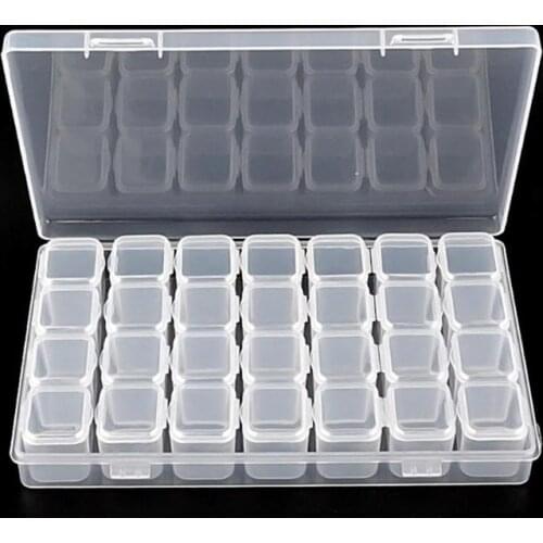 28pcs Nail Art Box Storage Organizer Makeup Beauty Tool Excellent Fall Prevention Durable PP Transparent Jewelry Case