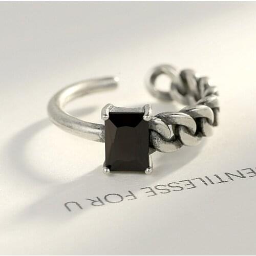 4 Colors Square Cubic Zircon Stone Adjustable Rings For Women Statement Stackable Open Ring Party Gifts Jewelry