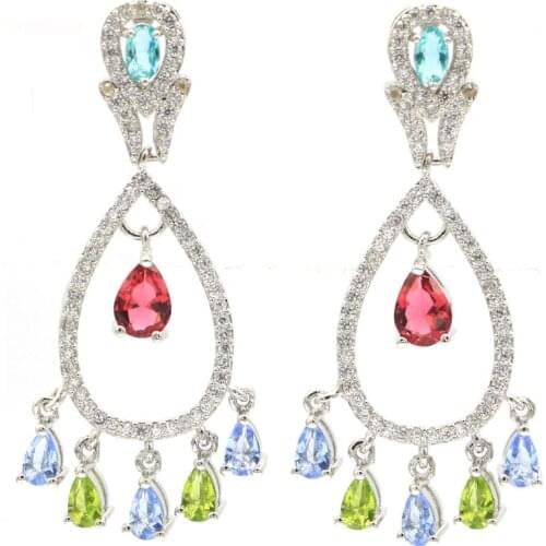 47x26mm 2020 New Arrival Created Pink Kunzite For Women Wedding Silver Earrings Darily Wear