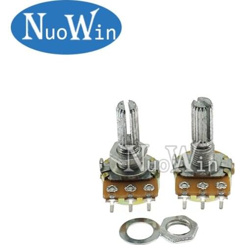 5pcs WH148 B1K B2K B5K B10K B20K B50K B100K B500K 3Pin 20mm Shaft Amplifier Dual Stereo Potentiometer 1K 2K 5K 10K 50K 100K 500K