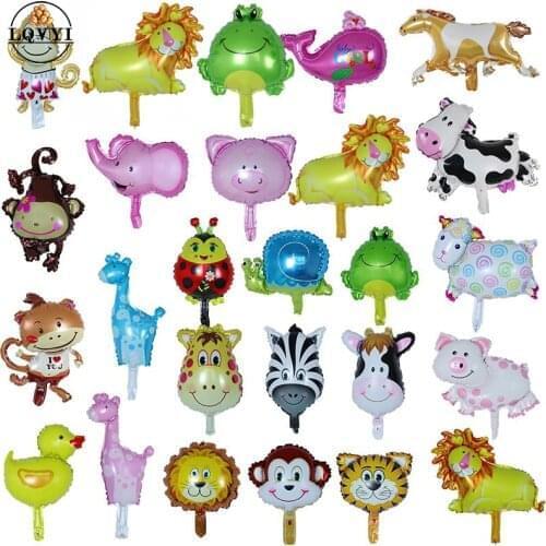 50/100pcs Mini Animal Helium Foil Balloons Monkey Zebra Cow Tiger Elephant Animal Air Ballons Theme Birthday Party Kids Toy