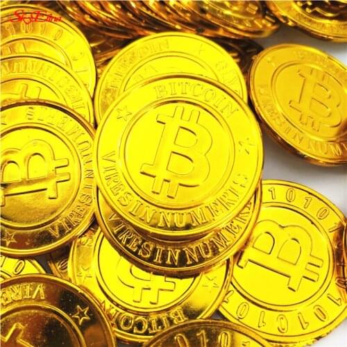 50Pcs & 100Pcs Non-currency Coins Bitcoin Coin Plastic Gold Coin Child Toy Pirate Gold Coin Bitcoin Party Decoration 8Z
