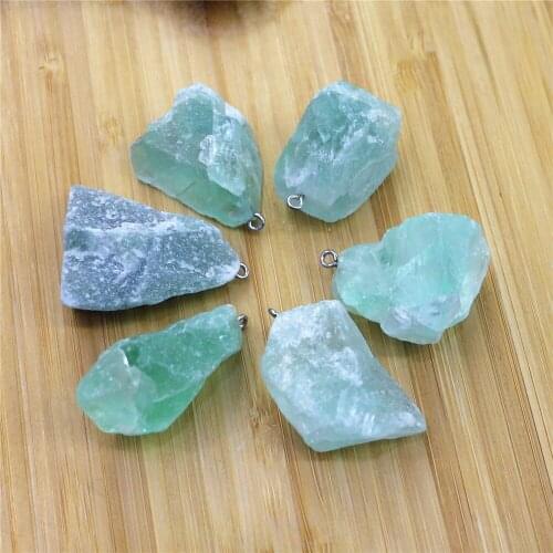 6pcs Top Selling Wholesale Lots Gazelle New Fashion Good Quality Natural Stone Raw Ore Pendant Necklace Fluorite Stone Pendants