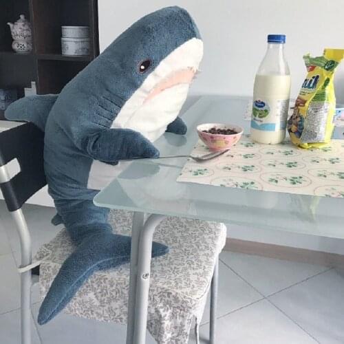 60-100cm Giant Shark Plush Toy Soft Stuffed Speelgoed Animal Reading Pillow for Birthday Gifts Cushion Doll Gift For Children