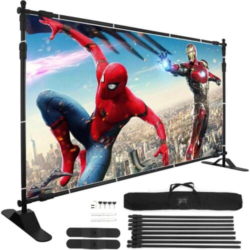 8' Display Backdrop Banner Stand Adjustable Telescopic Lightweight Trade Show Wall Exhibitor
