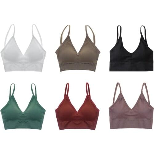V Neck Padded Bralette Seamless Comfort Bra Bustier Tank Top Sport Bra for Women
