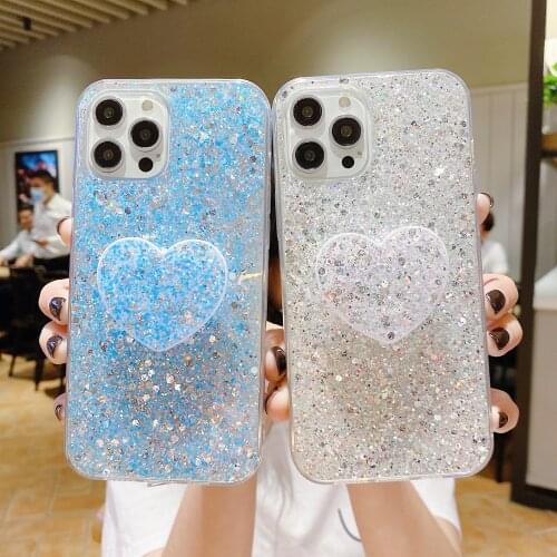 Shiny Crystal Phone Case Für IPhone 12 Pro Max 11 Pro Max XR X XS Max 6 6s 7 8 Plus Shiny Silicone Protective Cover Bracket