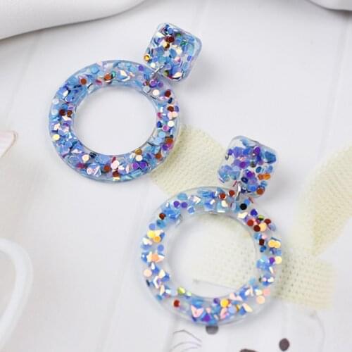 Korean Vintage Color Resin Acrylic Sequin Round Earrings for Women Earings Fashion Jewelry Earing aretes de mujer modernos 2019