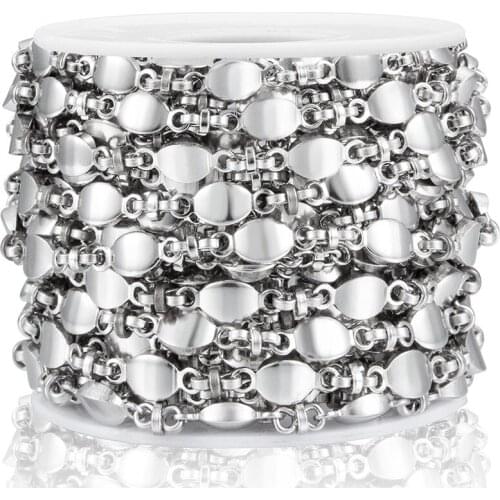 1 Meter Stainless Steel Flat Bead Chain Necklace Chains For Jewelry Making Accessories Handmade Anklet Bracelet Wholesale