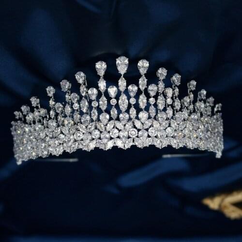 Elegant AAA Cubic Zirconia Inlayed Luxury Bridal Crowns Crystal Wedding Tiaras Women Headbands Flashy Headwear
