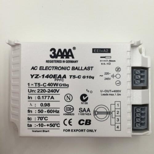 YZ140EAA-T5-C 40W AC Electronic Ballast For T5 Ring Lamp Standard Rectifiers