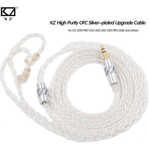 KZ OFC Earphones Cable High Purity Silver Plated Upgrade Cable 8 Core Headset 0.75mm Standard Pin For ZSN ZS10PRO ZAX ASX DQ6