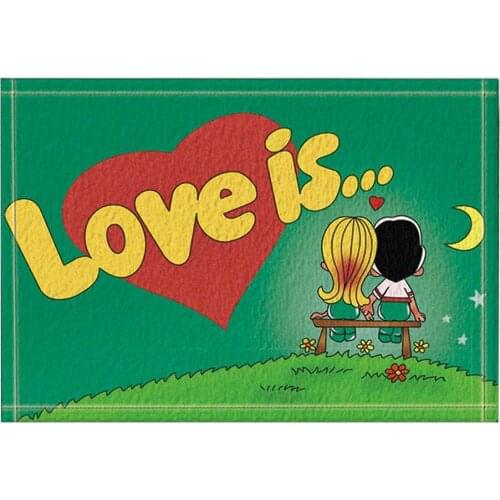 Cartoon Boy and Girl Fall In Love Bath Rugs Non-Slip Doormat Floor Entryways Outdoor Indoor Front Door Mat Kids Bath Mat