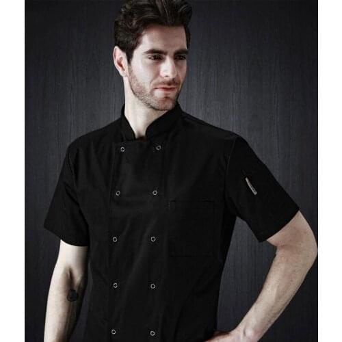 Chef Coat Short Sleeve Jacket Men Women Restaurant Hotel Waiter Uniform Baker Kitchen Wear