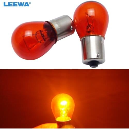 LEEWA 10pcs 1156 S25 12V 21W BAU15S Car Clear Glass Lamp Turn Tail Bulb Auto Indicator Halogen Lamp #CA4297