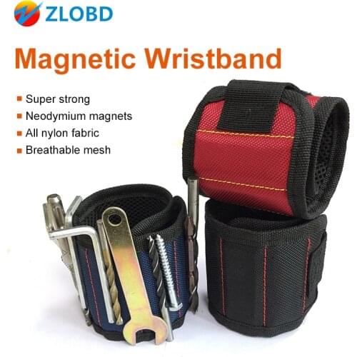 Magnetic Wristband with 10pcs Strong Magnets Portable Bag Electrician Tool Bag Screws Drill Holder Repair Tool Belt Color random