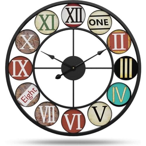 Large Size Wall Clock Room Decor Vintage Metal Wall Watch Digital Clocks Mechanism Modern Design Home Decoration Accessories