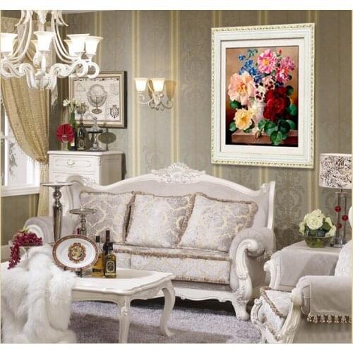 Table Vase Rose Peony Flower Printed Cross Stitch Needlework DIYSet for Embroidery Kit Cross Stitch Handwork Painting Craft