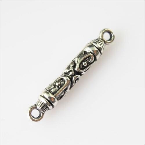 New 15Pcs Tibetan Silver Color 1-1 Flower Charms Pendants Connectors 5x29mm