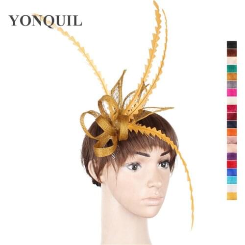 Charming Gold Sinamay Fascinator Hats Bridal Wedding Hats Cocktail Hat Derby Millinery Hat Multiple Colors Available MSF178