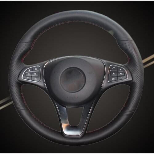 Car Braid On The Steering Wheel Cover for Mercedes Benz C180 C200 C260 C300 B200 Auto Braiding Wheel Covers Styling Accessories