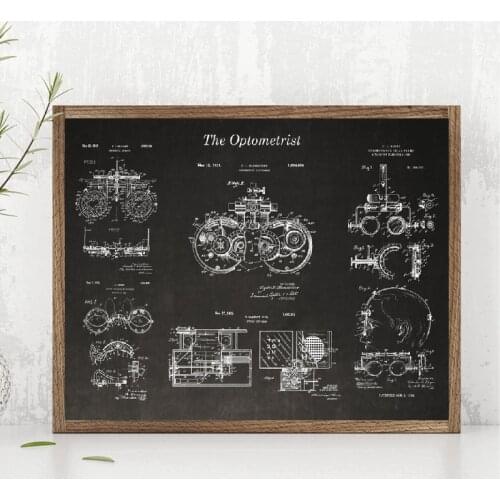 Optometry Patent Posters and Prints Optometrist Gifts Optician Medical Tools Blueprint Art Canvas Painting Pictures Wall Decor