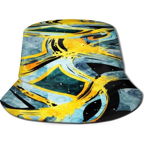 CINESSD 2021 Summer Abstract Retro Black White And Pastel Bucket Hat Bob Fisherman hat Outdoor Travel Sun Visor Fashion Panama
