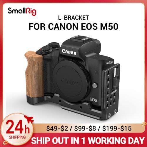 SmallRig M50 L Plate L-Bracket for Canon EOS M50 Camera With Wooden Handle Grip Arca Style Quick Plate 2387